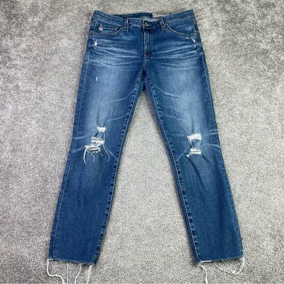Ag Adriano Goldschmied The Prima Crop Jeans Women’s 29 Blue Skinny Low Rise - Picture 1 of 13